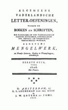 Vaderlandsche letteroefeningen. Jaargang 1806,  [tijdschrift] Vaderlandsche Letteroefeningen