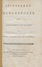 Proeve van stichtelijke mengel-poëzij. Derde Stukjen, Hieronymus van Alphen, Pieter Leonard van de Kasteele