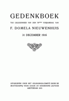 Gedenkboek ter gelegenheid van den 70sten verjaardag van F. Domela Nieuwenhuis, W. Beek