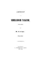 Archief voor Nederlandsche taalkunde. Vierde deel,  [tijdschrift] Archief voor Nederlandsche Taalkunde