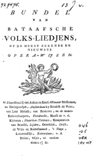 Bundel van Bataafsche volks-liedjens, Anoniem Bundel van Bataafsche volks-liedjens