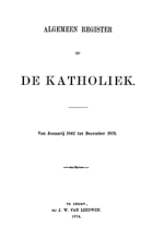 Algemeen register op De katholiek,  [tijdschrift] Katholiek, De