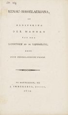 Kenau-Hasselaeriana, of aansporing der mannen van den landstorm en de landmilitie, Anoniem Kenau-Hasselaeriana, of aansporing der mannen van den landstorm en de landmilitie