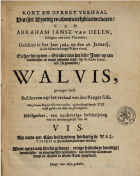 Kort en opregt verhaal van het droevig en avontuurlijk wedervaren van Abraham Jansz. van Oelen, Anoniem Kort en opregt verhaal van het droevig en avontuurlijk wedervaren van Abraham Jansz. van Oelen