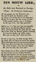 Een nieuw lied, of de bode van Rusland en Turkije, Anoniem Nieuw lied, of de bode van Rusland en Turkije, Een