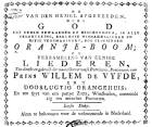 De van den hemel afgebeeden, in alle verdrukking, nog bloeiënden Oranjeboom, Anoniem Oranjeboom, De van den hemel afgebeeden, in alle verdrukking, nog bloeiënden