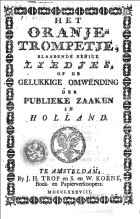 Het Oranje-trompetje, Blaazende eenige liedjes, Op de geluckige omwending der publieke zaaken, Anoniem Het Oranje-trompetje, Blaazende eenige liedjes, Op de geluckige omwending der publieke zaaken