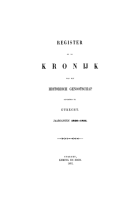 Register op de kronijk van het Historisch Genootschap. Jaargangen 1846-1854, Anoniem Register op de kronijk van het Historisch Genootschap. Jaargangen 1846-1854