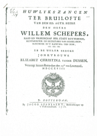 Huwlykszangen ter bruilofte van den ed. agtb. heere den heere Willem Schepers [...] en de wel ed. gebore jonkvrouwe Elizabet Christina vander Dussen, Anoniem Huwlykszangen ter bruilofte van den ed. agtb. heere den heere Willem Schepers [...] en de wel ed. gebore jonkvrouwe Elizabet Christina vander Dussen