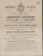 Societeit Momus Mastricht. Groote Bazar. Salle de jeux en feest-buffet georganiseerd door de Dames-Momezinnekes ter gelegenheid der opening van den nieuwen Momus-tempel op zondag 18 november 1883, Anoniem Societeit Momus Mastricht. Groote Bazar