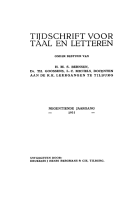 Tijdschrift voor taal en letteren. Jaargang 19,  [tijdschrift] Tijdschrift voor Taal en Letteren