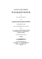 Uitlegkundig woordenboek op de werken van Pieter Korneliszoon Hooft. Tweede deel, Anoniem Uitlegkundig woordenboek op de werken van Pieter Korneliszoon Hooft