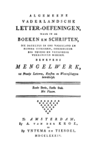 Vaderlandsche letteroefeningen. Jaargang 1784,  [tijdschrift] Vaderlandsche Letteroefeningen