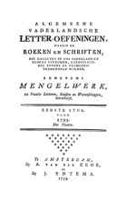 Vaderlandsche letteroefeningen. Jaargang 1793,  [tijdschrift] Vaderlandsche Letteroefeningen