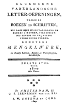 Vaderlandsche letteroefeningen. Jaargang 1809,  [tijdschrift] Vaderlandsche Letteroefeningen