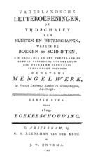 Vaderlandsche letteroefeningen. Jaargang 1829,  [tijdschrift] Vaderlandsche Letteroefeningen