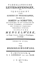 Vaderlandsche letteroefeningen. Jaargang 1833,  [tijdschrift] Vaderlandsche Letteroefeningen