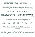 Afscheids-wensch aan den seer eerwaardigen heere den heere Francois Valentyn, Anoniem Afscheids-wensch aan den seer eerwaardigen heere den heere Francois Valentyn