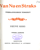 Van Nu en Straks. Nieuwe reeks. Jaargang 2,  [tijdschrift] Van Nu en Straks