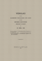 Verslag van de algemeene vergadering der leden van het Historisch Genootschap. 20 april 1938,  [tijdschrift] Verslag van de algemeene vergadering der leden van het Historisch Genootschap