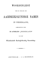 Woordenlijst voor de spelling der aardrijkskundige namen in Nederland, Anoniem Woordenlijst voor de spelling der aardrijkskundige namen in Nederland