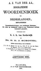 Biographisch woordenboek der Nederlanden. Deel 18, A.J. van der Aa