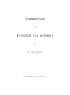 Commentaar op het evangelie van Mattheus, J.M.S. Baljon