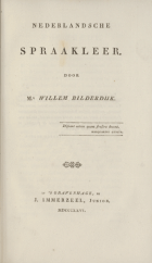 Nederlandse spraakleer, Willem Bilderdijk