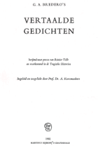 Vertaalde gedichten, G.A. Bredero