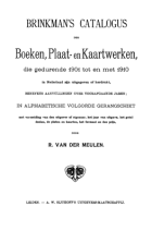 Brinkman's cumulatieve catalogus van boeken 1901-1910, Carel Leonard Brinkman