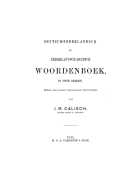 Duitsch-Nederlandsch woordenboek, I.M. Calisch