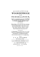 Biographisch woordenboek der Nederlanden. Deel 6, Jacques Alexandre de Chalmot