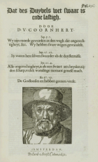 Dat des Duyvels wet swaar is ende lastigh, D.V. Coornhert