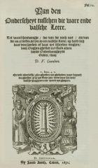 Van den onderscheyt tusschen die ware ende valsche leere, D.V. Coornhert