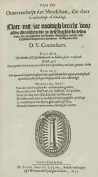 Van de onwetenheyt der menschen, die daer is onschuldigh of schuldigh, D.V. Coornhert