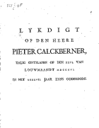 Lykdigt op den heere Pieter Calckberner, Pieter Dögen