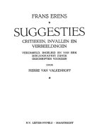 Suggesties. Critieken, invallen en verbeeldingen, Frans Erens