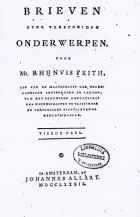 Brieven over verscheide onderwerpen. Deel 4, Rhijnvis Feith