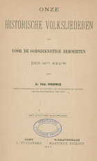 Onze historische volksliederen van vóór de godsdienstige beroerten der 16de eeuw, Paul Fredericq