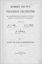 Verspreide geschriften. Deel 6. Studiën over staats- en rechtsgeschiedenis, Robert Fruin