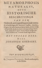 Metamorphosis et historia naturalis insectorum. Pars secunda, J. Goedaert