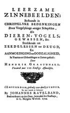 Leerzame zinnebeelden; bestaande in christelyke bedenkingen, Hendrik Graauwhart