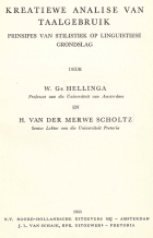 Kreatiewe analise van taalgebruik, W.Gs. Hellinga, H. van der Merwe Scholtz