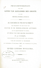 Proza-bewerkingen van het leven van Alexander den Groote in het Middelnederlandsch, S.S. Hoogstra