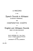 A record of the speech sounds in Afrikaans, David Hopwood