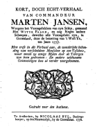 Kort, doch echt-verhaal van commandeur Marten Jansen (Uitgever Nicolaas Byl, Amsterdam), Marten Jansen