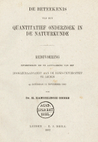 De beteekenis van het quantitatief onderzoek in de natuurkunde, Heike Kamerlingh Onnes