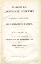 Klankleer der Limburgsche Sermoenen, J.H. Kern