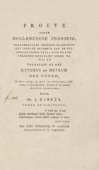 Proeve eener Hollandsche prosodia, Johannes Kinker