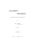 Salomo's Prediker. Deel 1-2, J. Kok